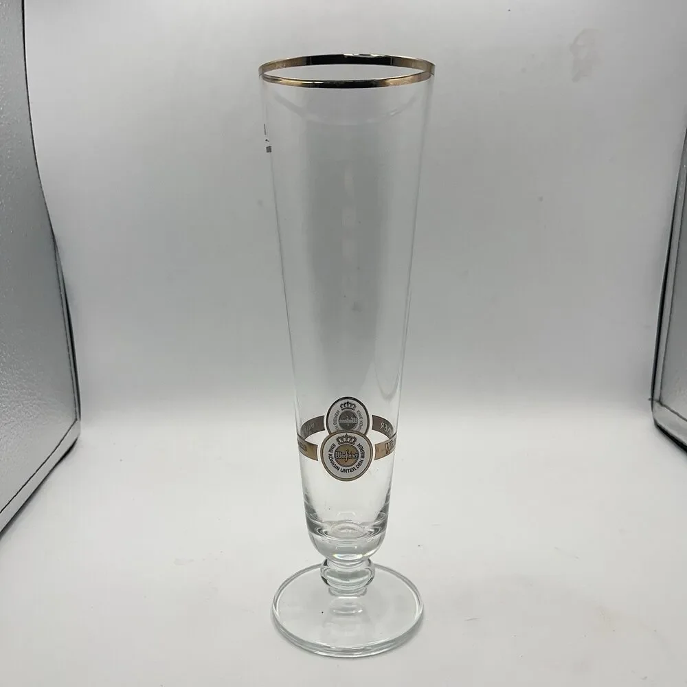 Vintage German Warsteiner .4L Beer Glass with Gold Rim